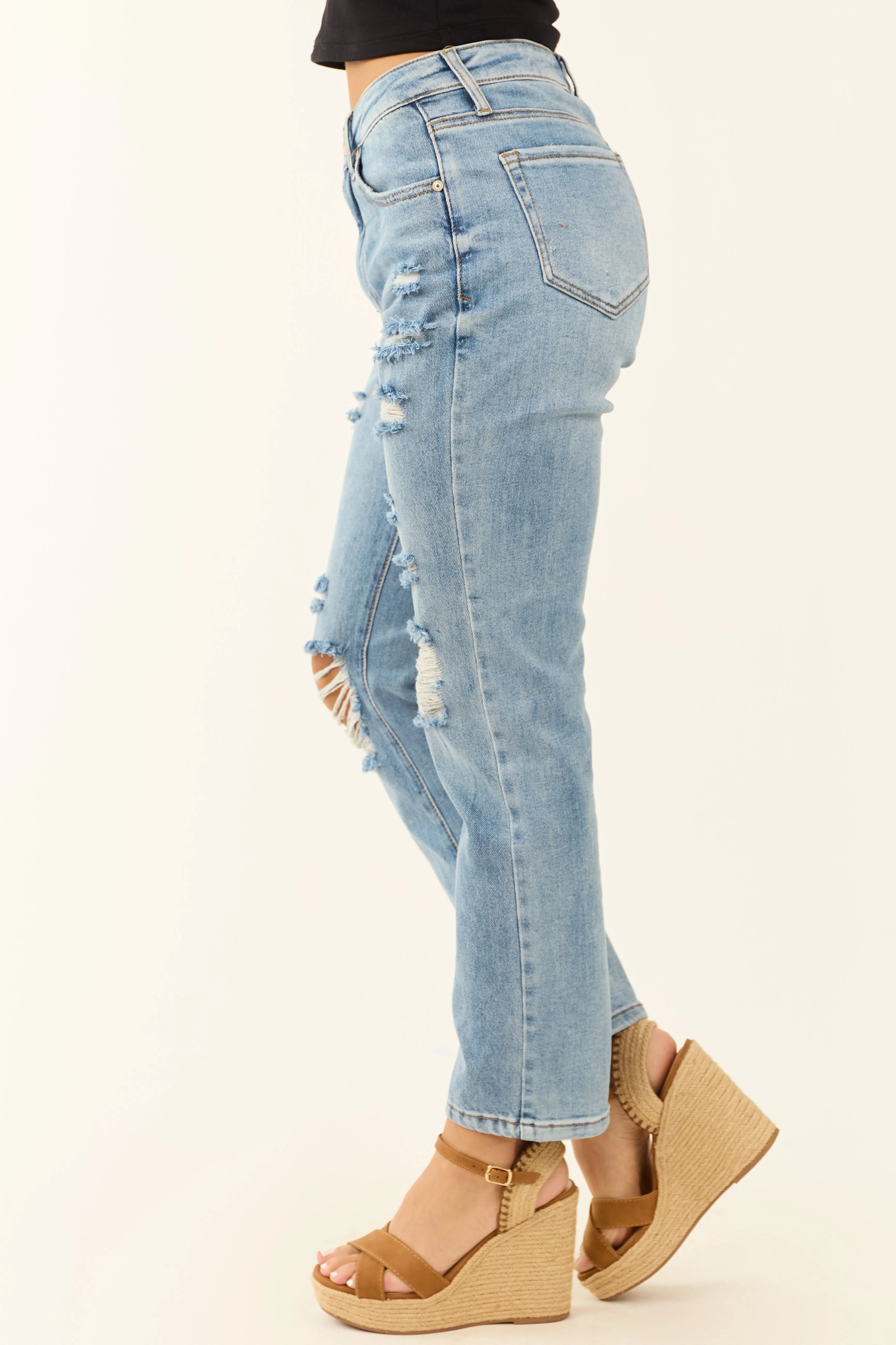 Special A Distressed Medium Wash Straight Jeans fast dress