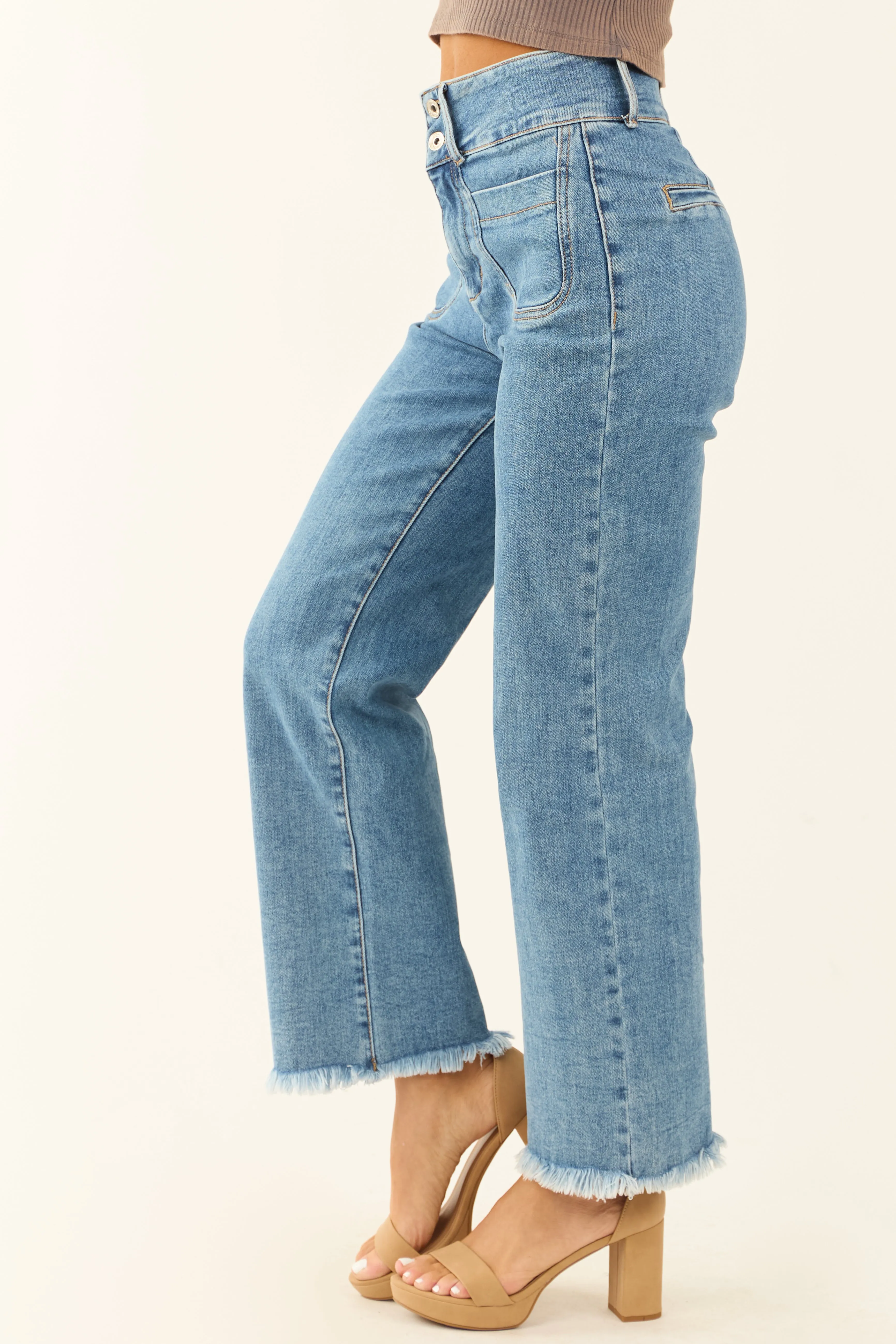Special A High Rise Medium Wash Bootcut Ankle Jeans youth style