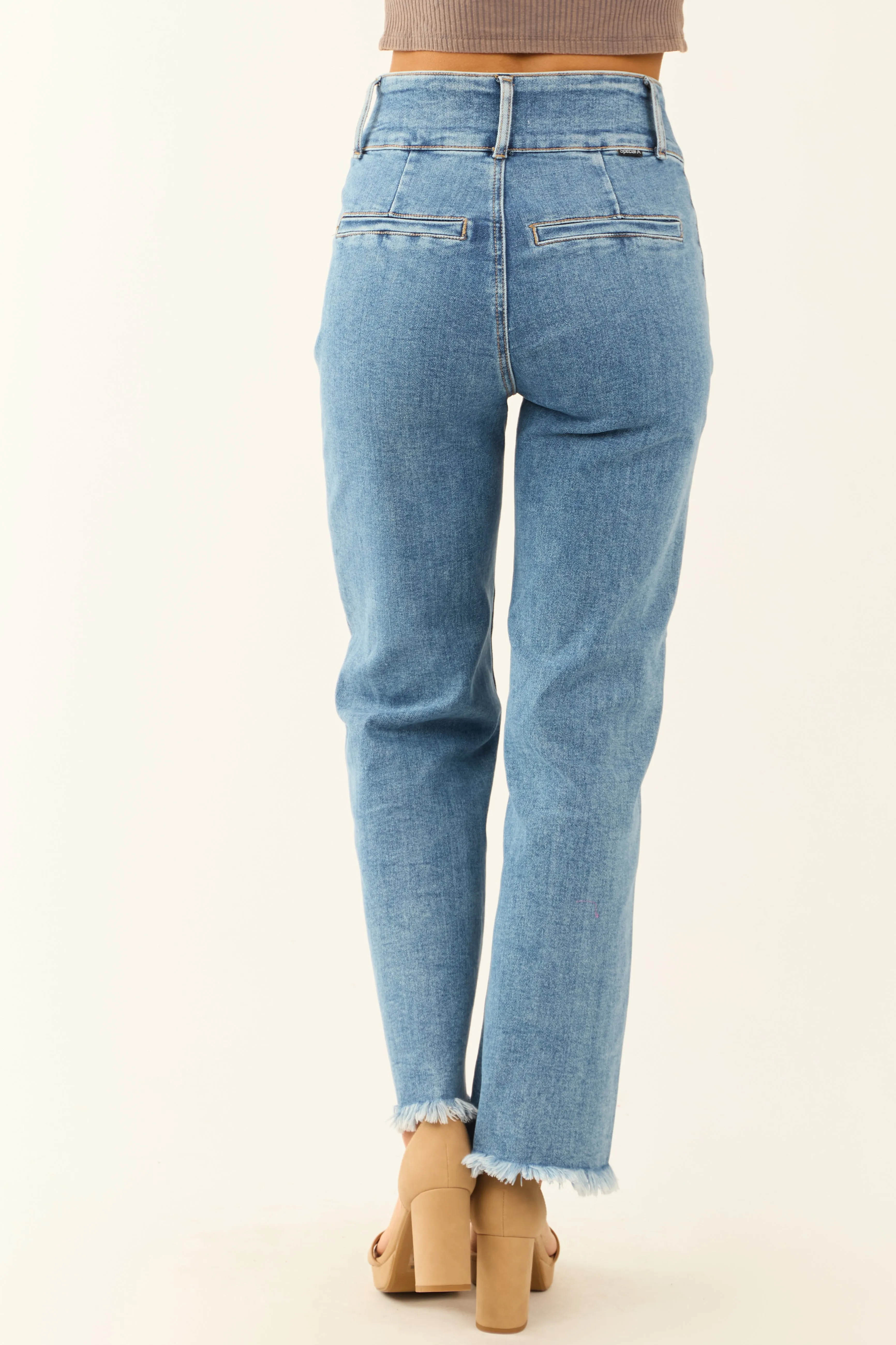 Special A High Rise Medium Wash Bootcut Ankle Jeans youth style