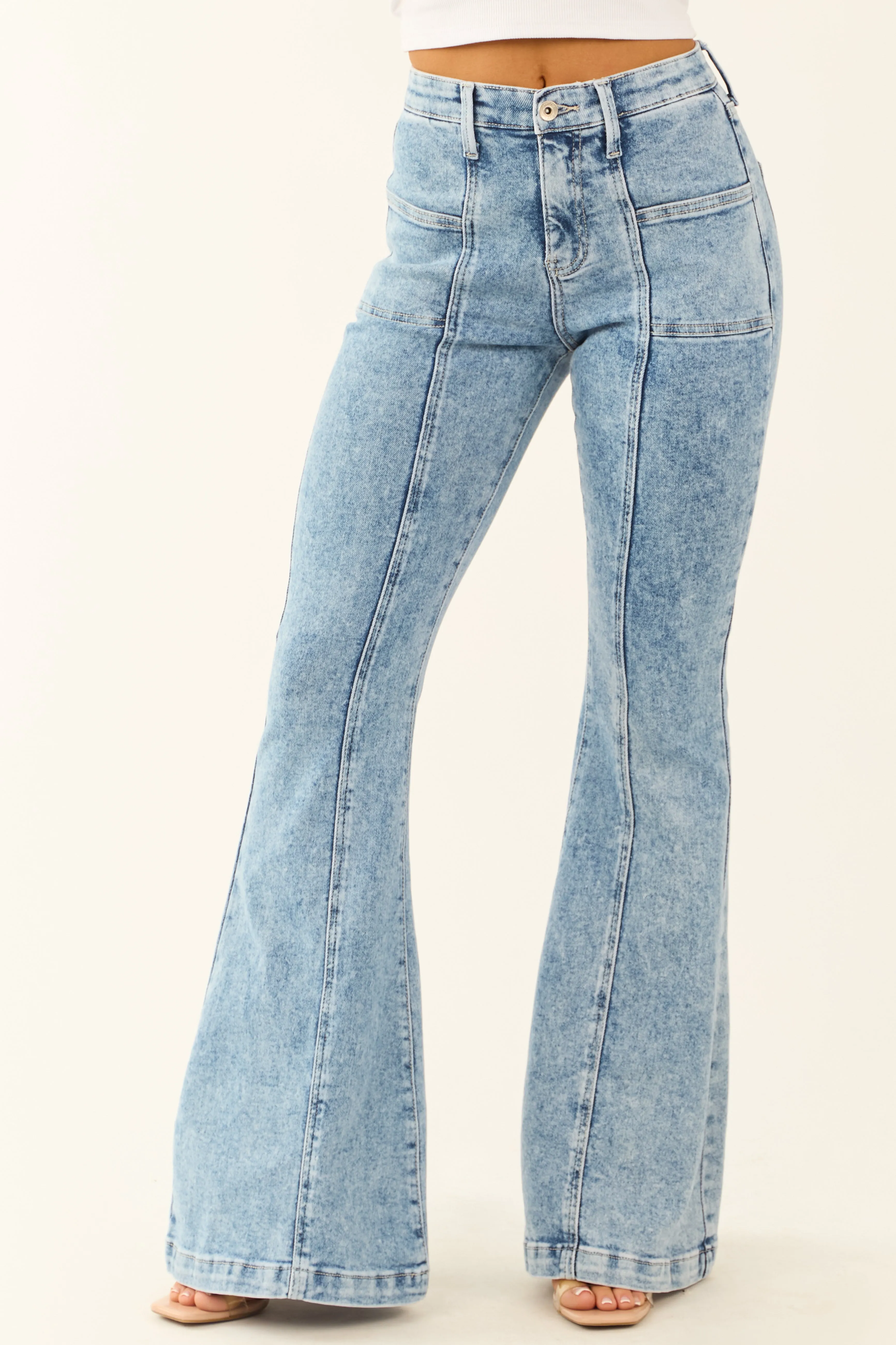 Special A Light Tummy Control Stretchy Flare Jeans elastic fit