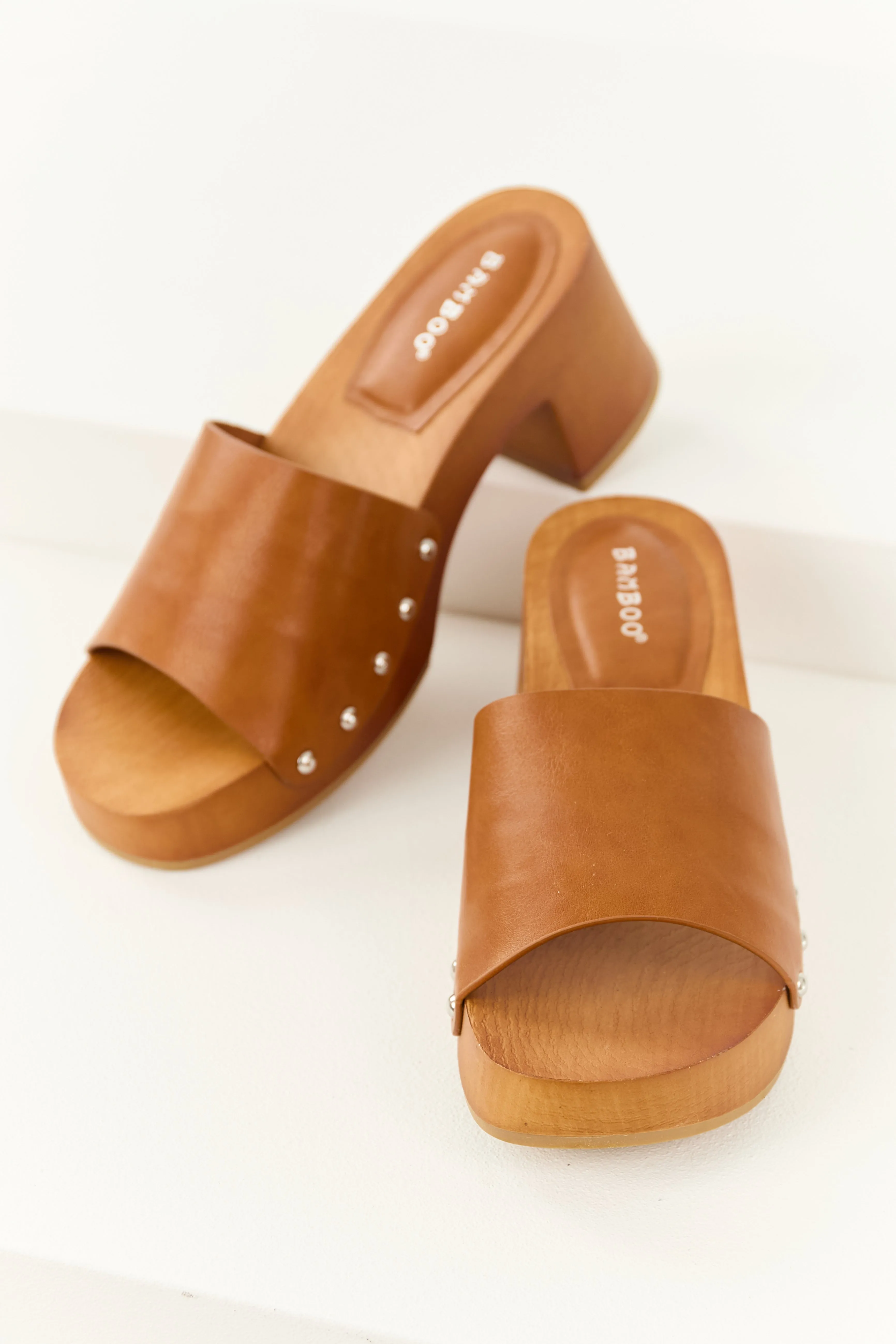 Spice Stud Detail Platform Open Toed Block Heels elegant edge