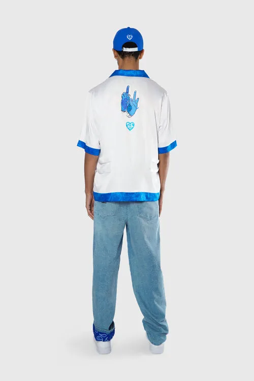 Still Find Peace Button Up Silk Shirt ethnic style