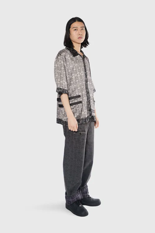 Still Find Peace Button Up Silk Shirt street fashion