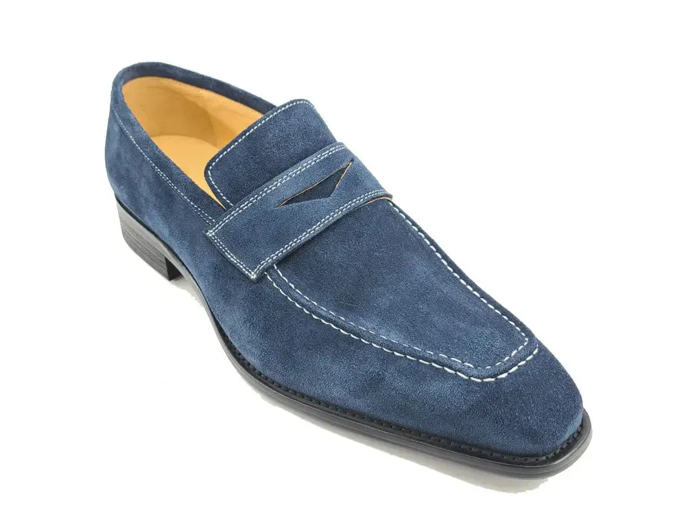 Suede Penny Loafer contrast stitching outfit flow