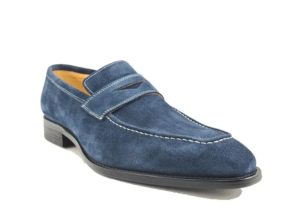 Suede Penny Loafer contrast stitching outfit flow