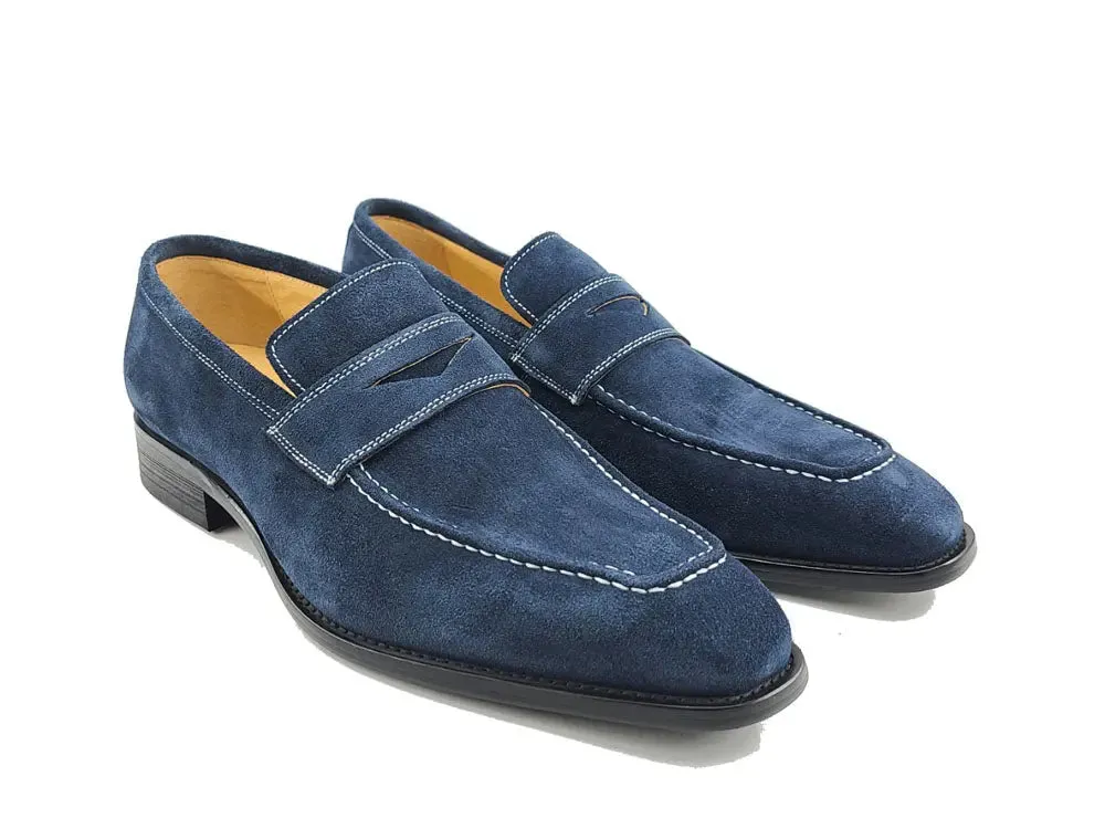Suede Penny Loafer contrast stitching outfit flow