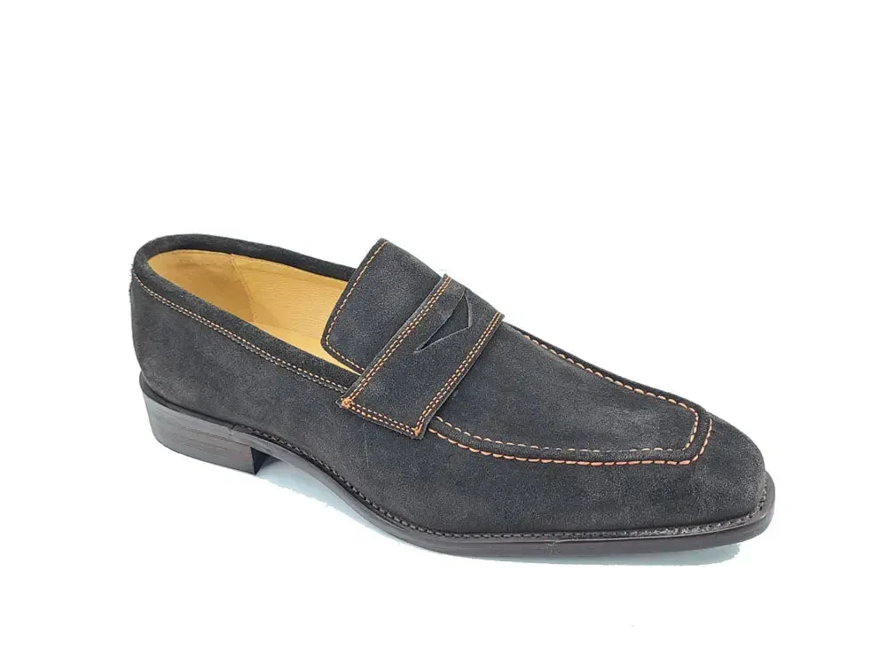 Suede Penny Loafer contrast stitching outfit flow
