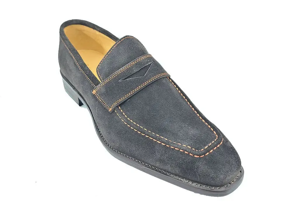 Suede Penny Loafer contrast stitching outfit flow