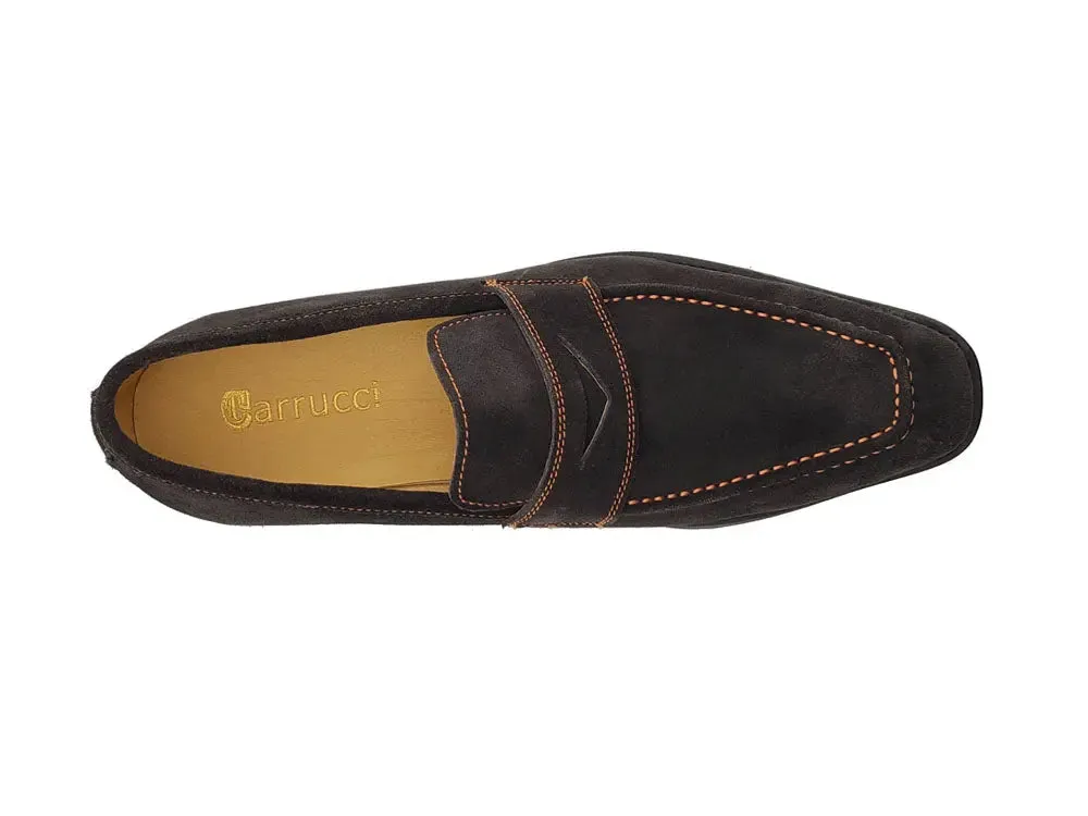 Suede Penny Loafer contrast stitching outfit flow