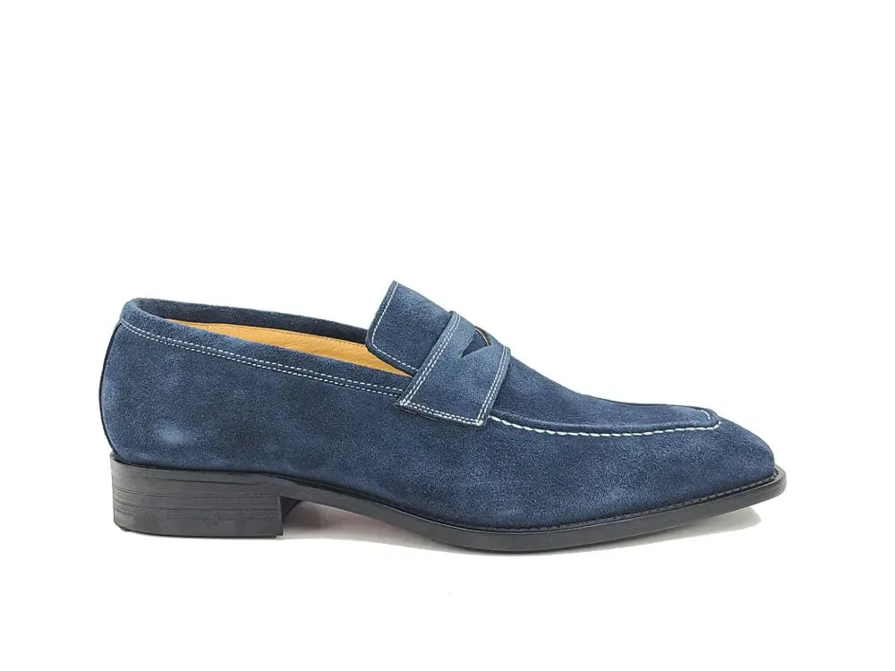 Suede Penny Loafer contrast stitching outfit flow