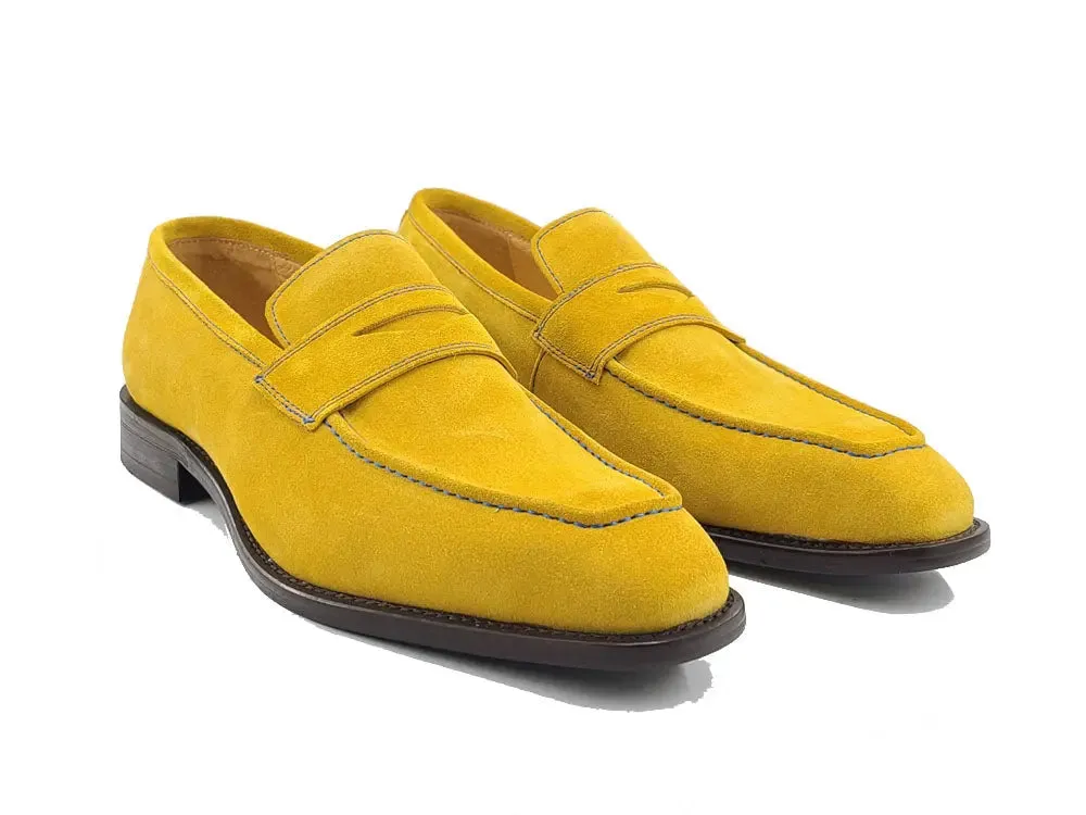 Suede Penny Loafer contrast stitching outfit flow