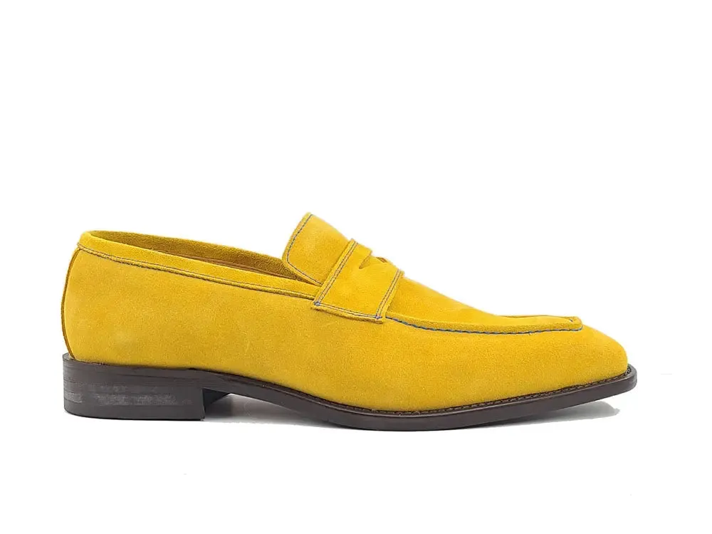 Suede Penny Loafer contrast stitching outfit flow