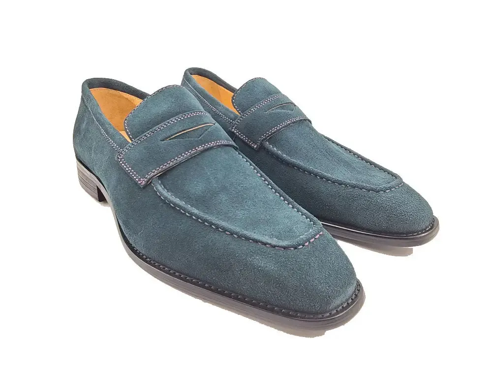 Suede Penny Loafer contrast stitching outfit flow