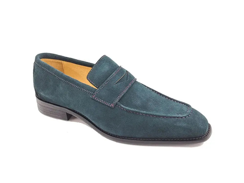 Suede Penny Loafer contrast stitching outfit flow