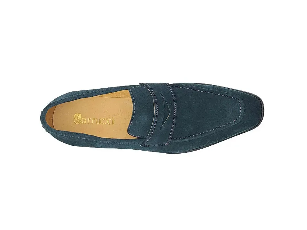 Suede Penny Loafer contrast stitching outfit flow
