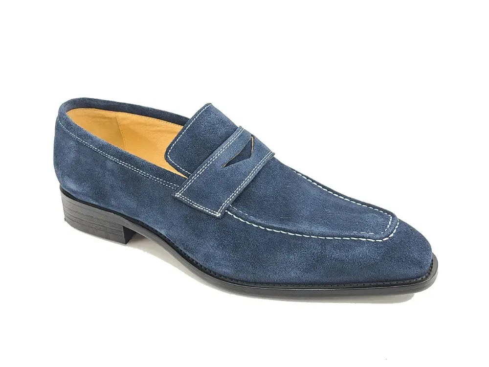 Suede Penny Loafer contrast stitching outfit flow
