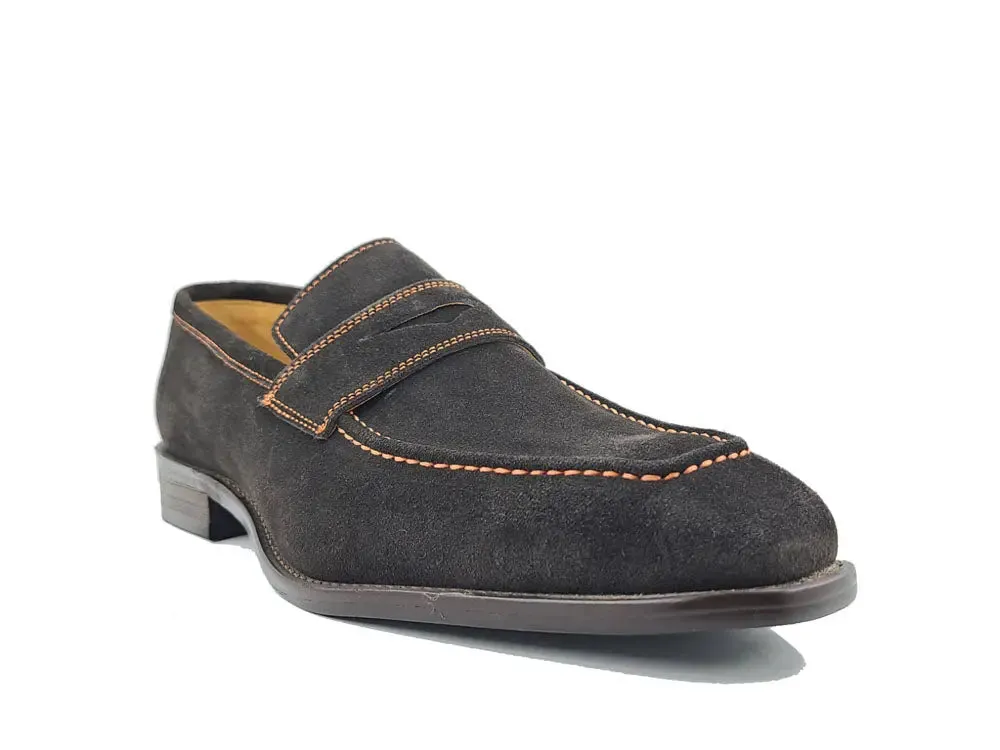 Suede Penny Loafer contrast stitching outfit flow