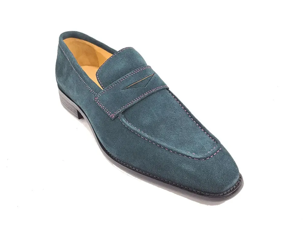 Suede Penny Loafer contrast stitching outfit flow