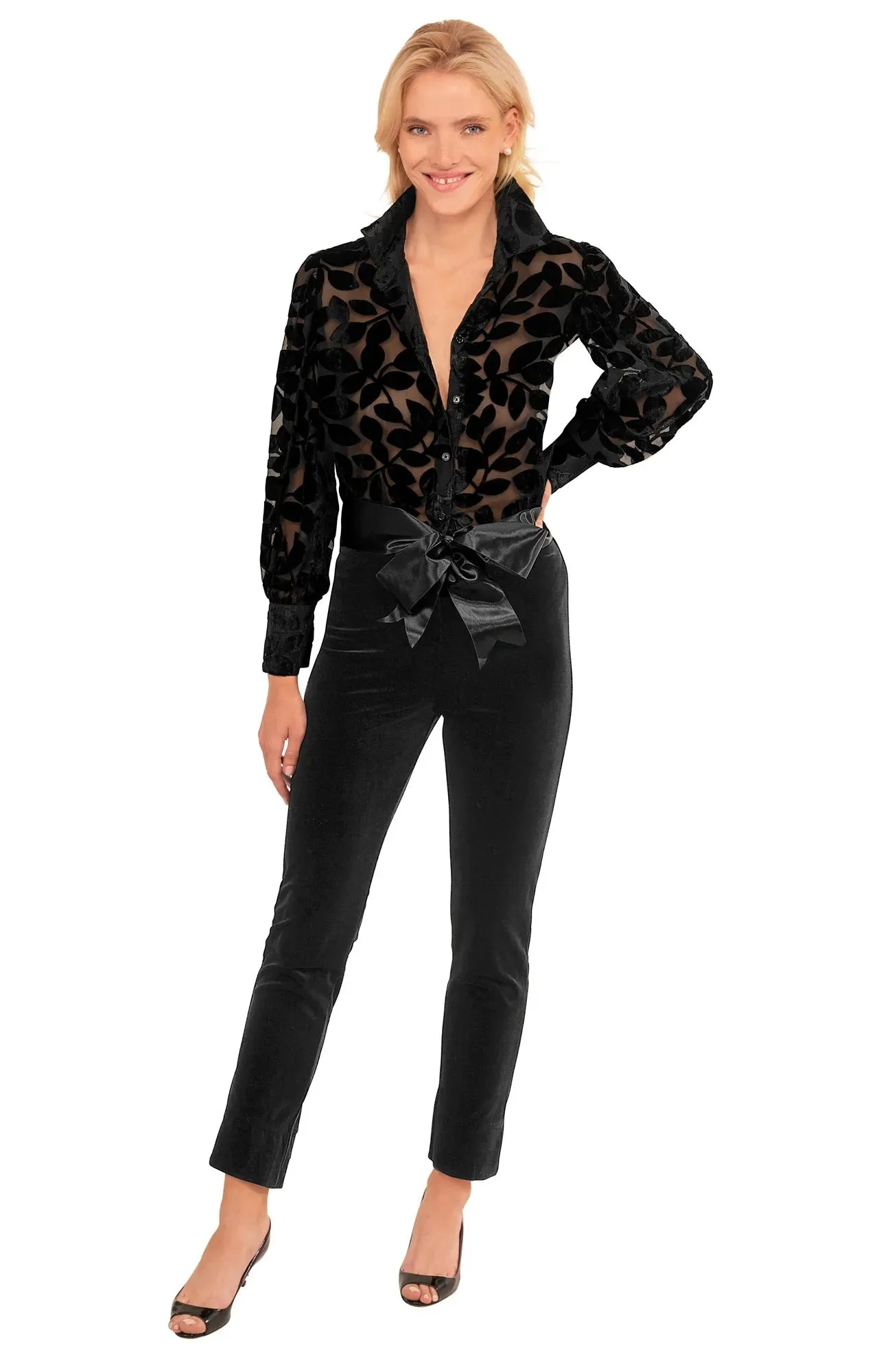 Sumptuous Blouse - Luxe Leaf Velvet casual versatile