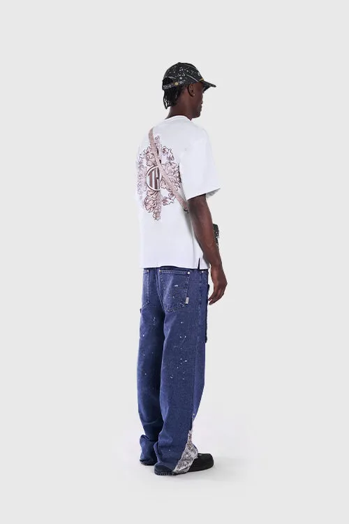 Tapestry Pattern Flared Denim Jeans multi style