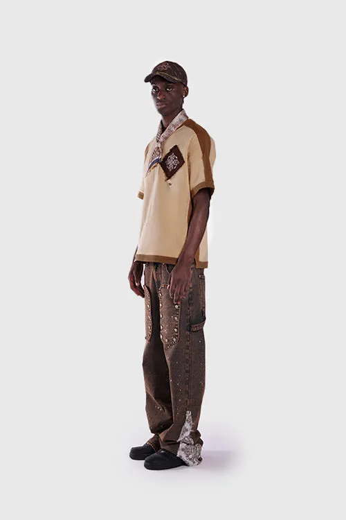 Tapestry Pattern Flared Denim Jeans style flow