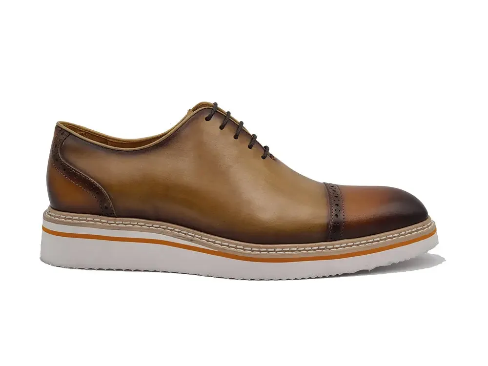 Two Tone Cap toe Calfskin Oxford crafted detail