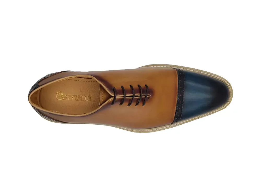 Two Tone Cap toe Calfskin Oxford crafted detail