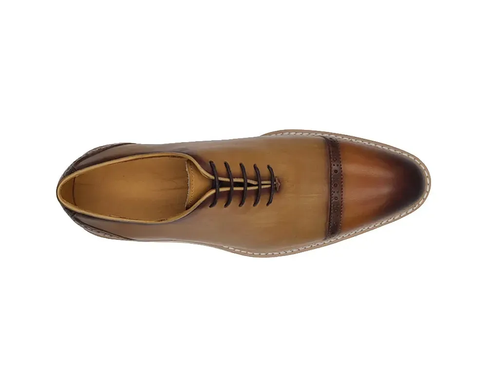 Two Tone Cap toe Calfskin Oxford crafted detail