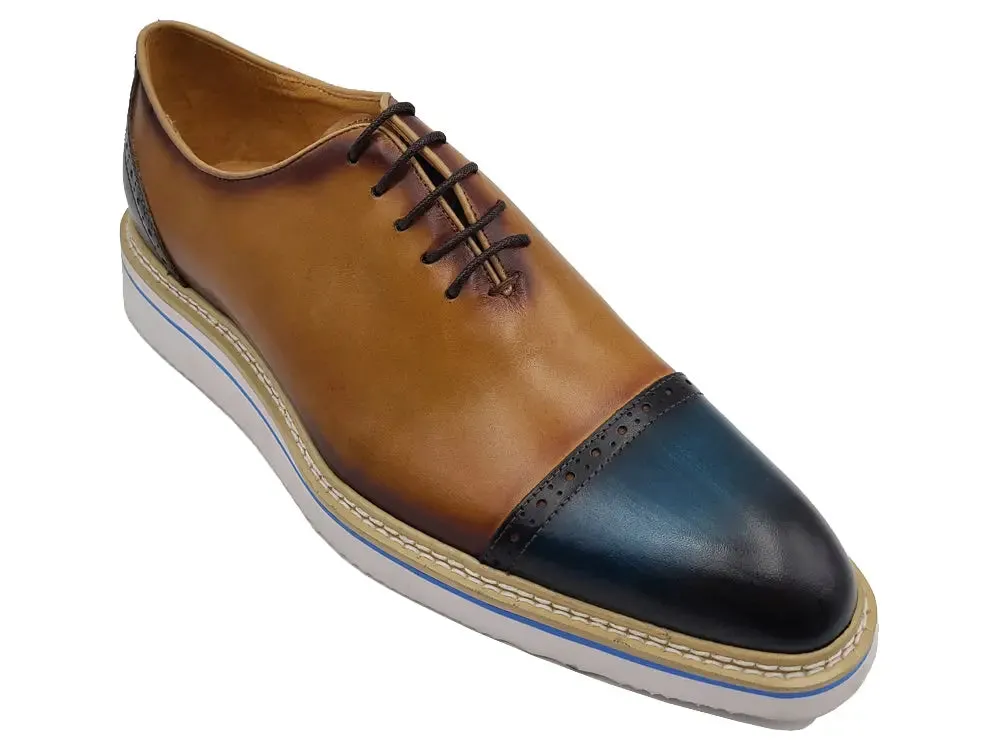 Two Tone Cap toe Calfskin Oxford crafted detail