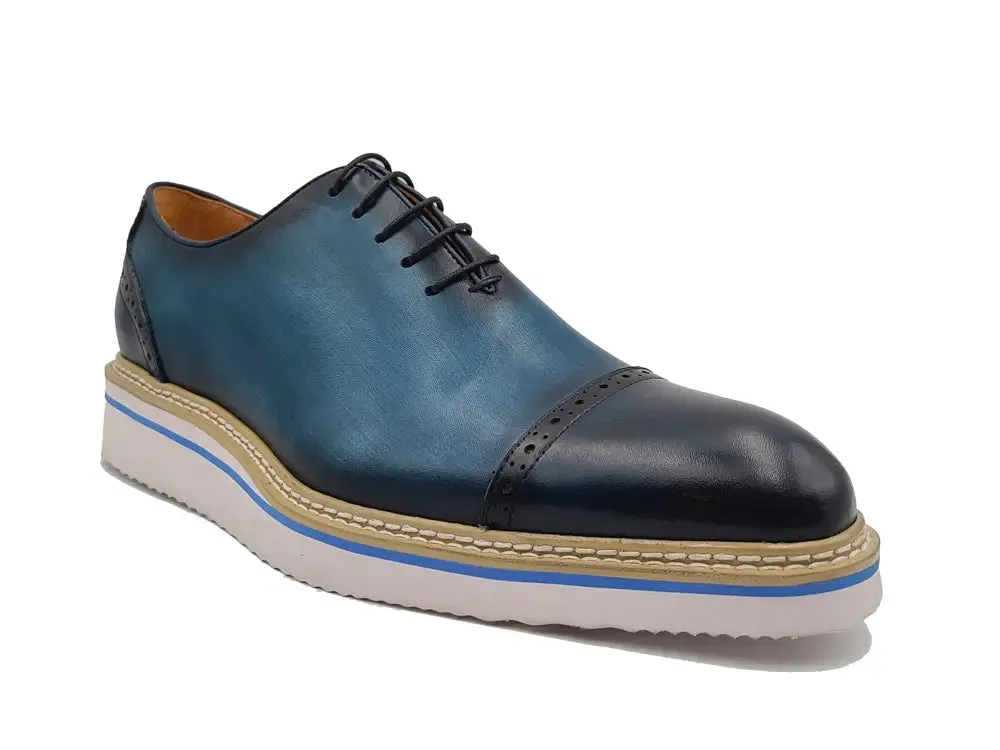 Two Tone Cap toe Calfskin Oxford crafted detail