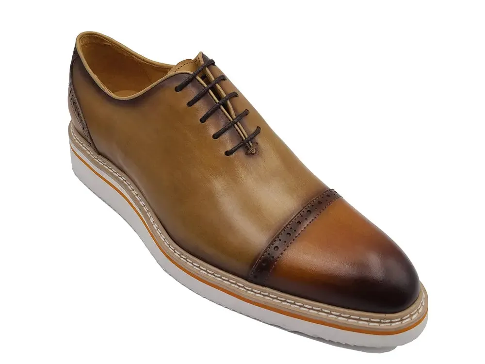 Two Tone Cap toe Calfskin Oxford crafted detail