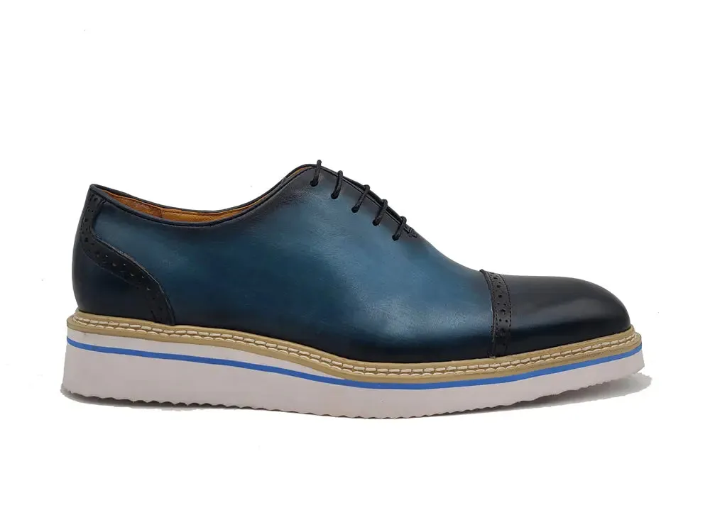 Two Tone Cap toe Calfskin Oxford crafted detail