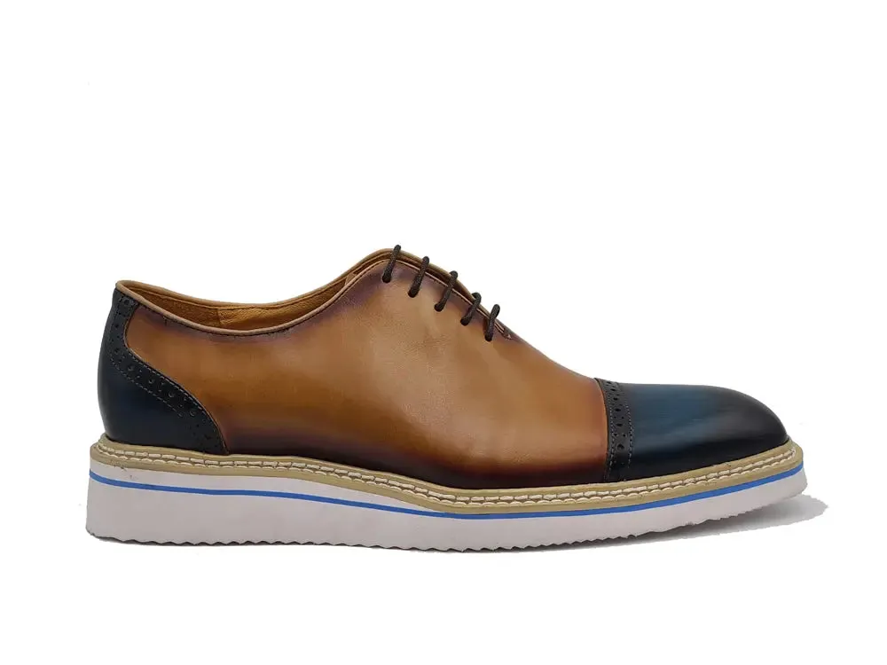 Two Tone Cap toe Calfskin Oxford crafted detail
