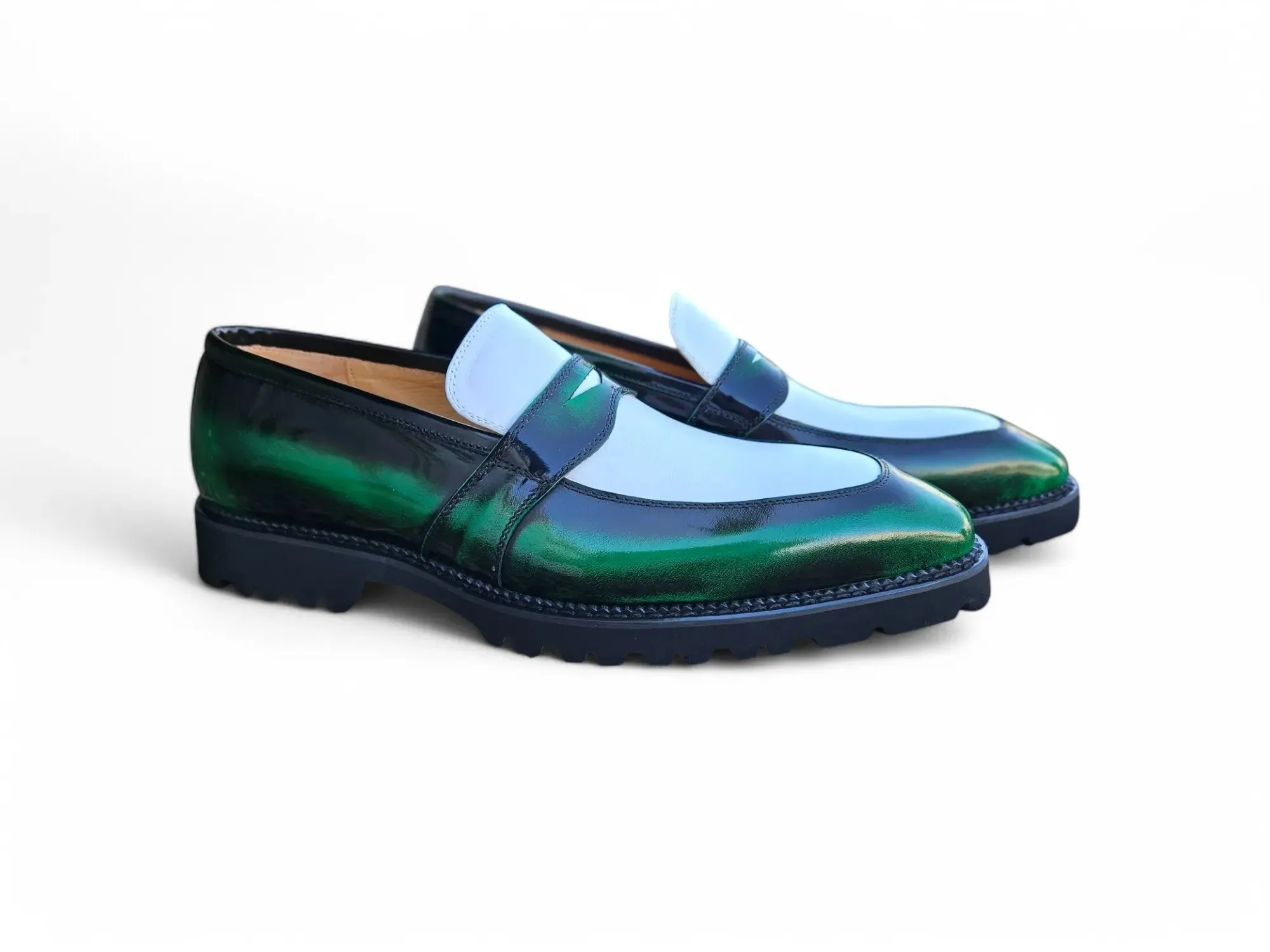 Two Tone Patent Leather Penny Loafer light spirit