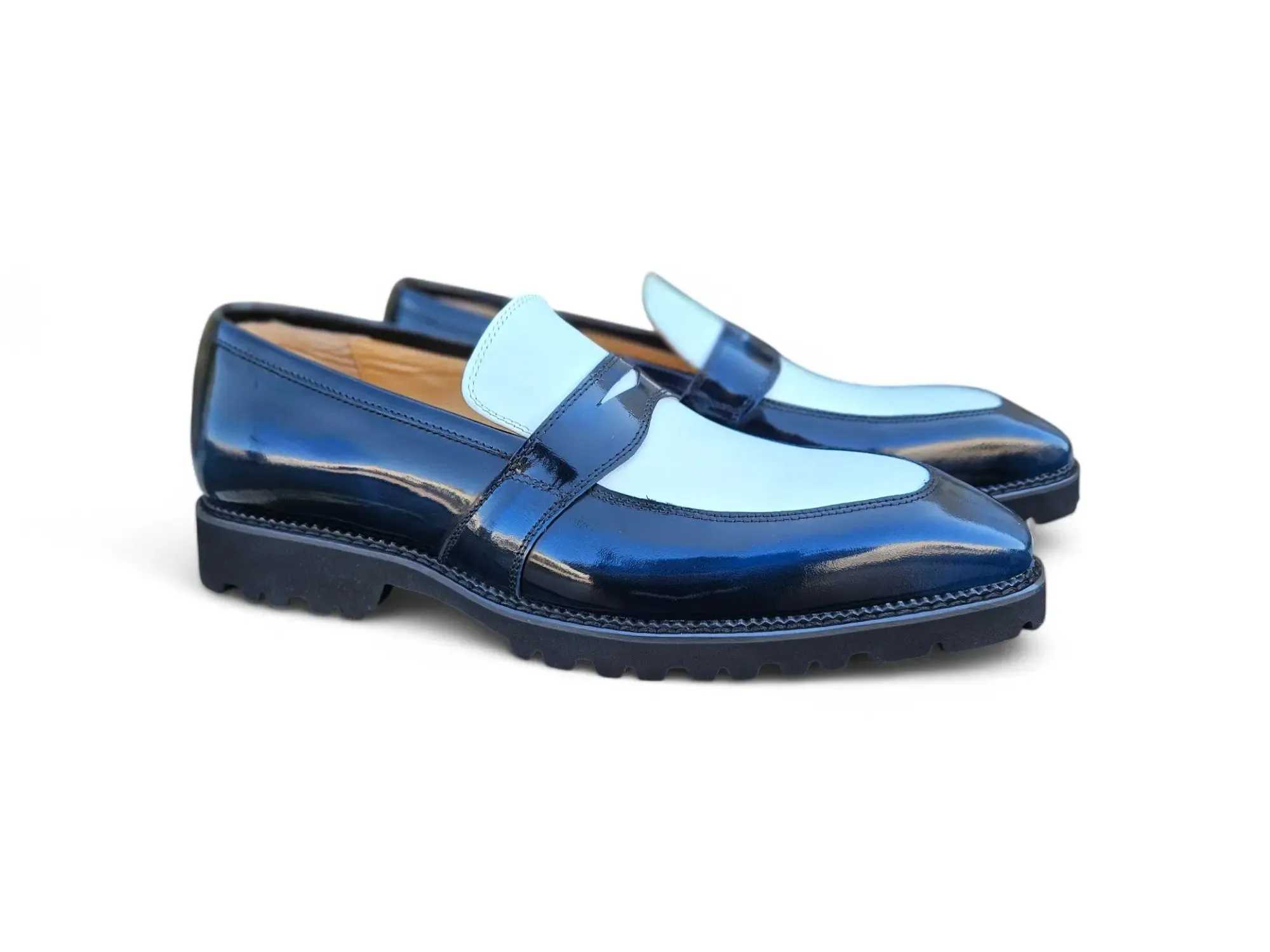 Two Tone Patent Leather Penny Loafer light spirit
