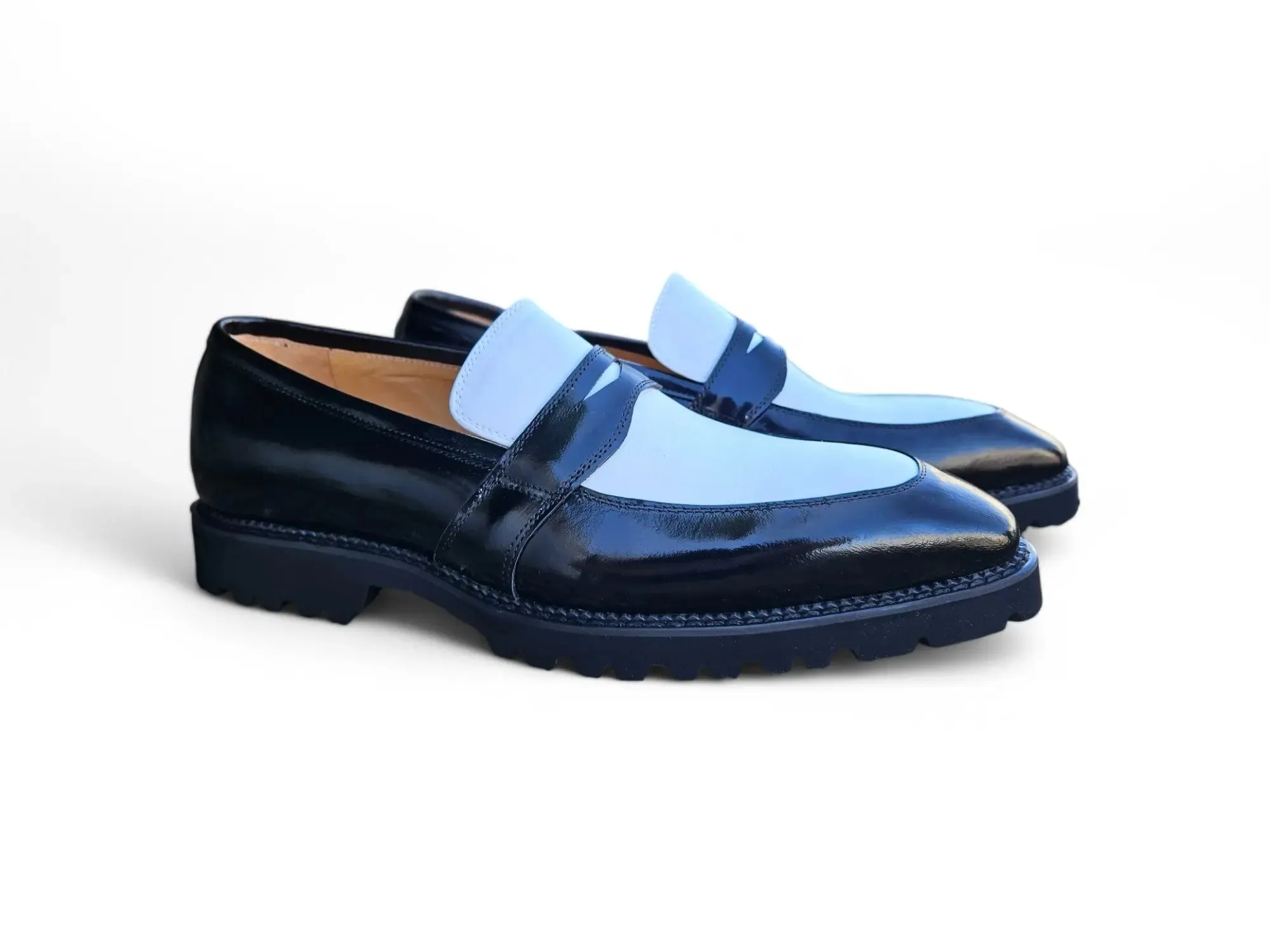 Two Tone Patent Leather Penny Loafer light spirit