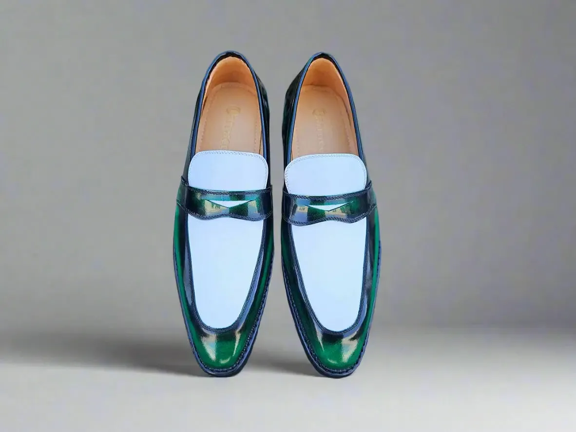 Two Tone Patent Leather Penny Loafer light spirit
