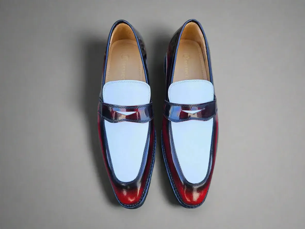 Two Tone Patent Leather Penny Loafer light spirit