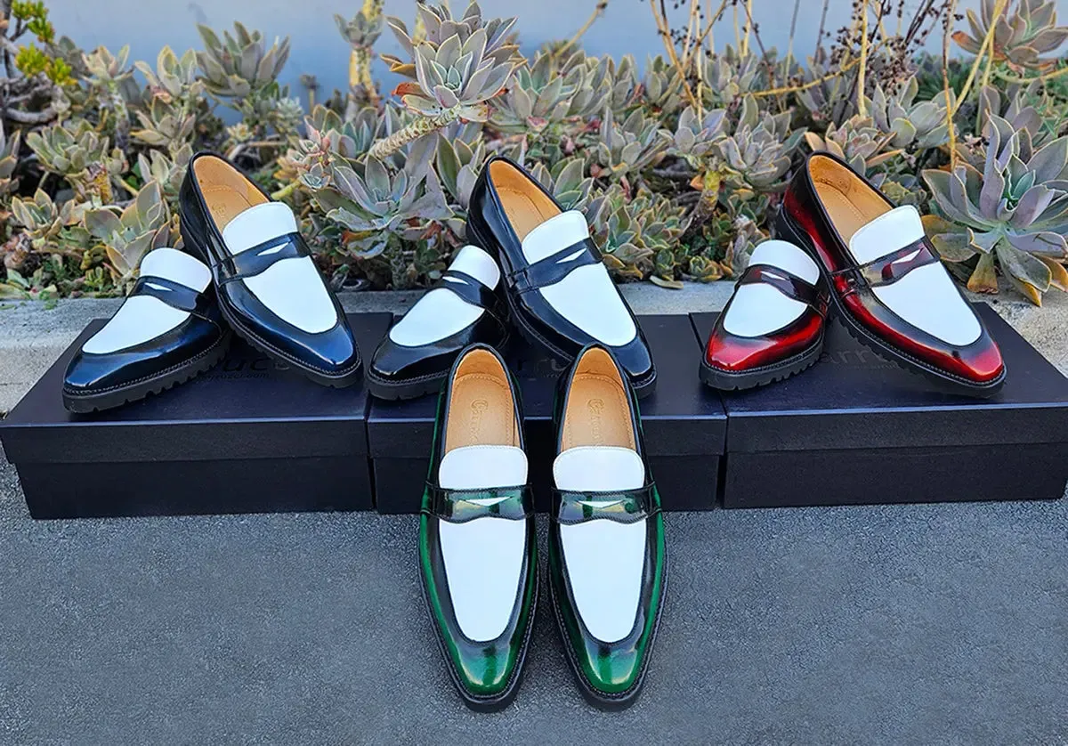 Two Tone Patent Leather Penny Loafer light spirit