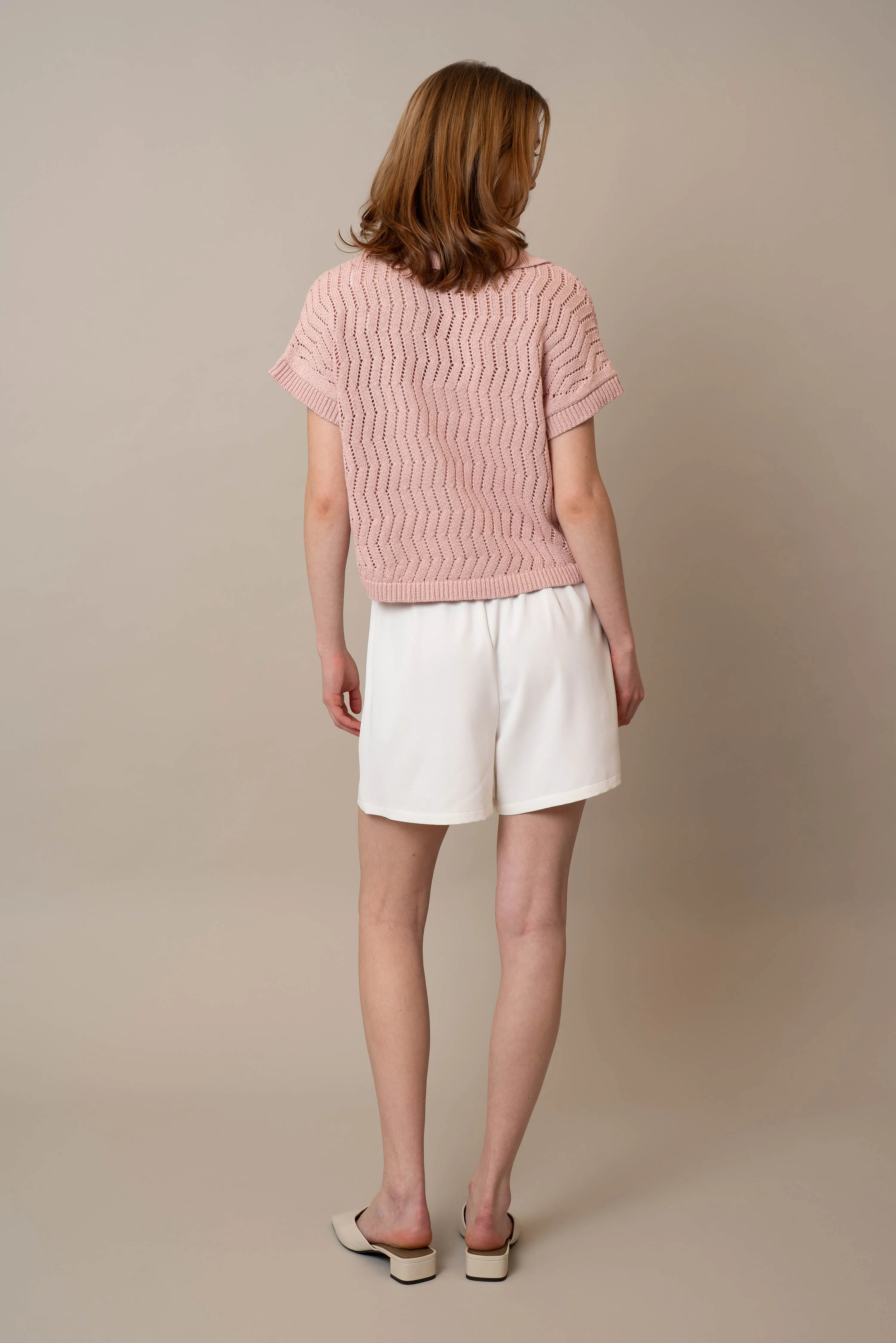 V-Neck Polo Sweater neutral tones