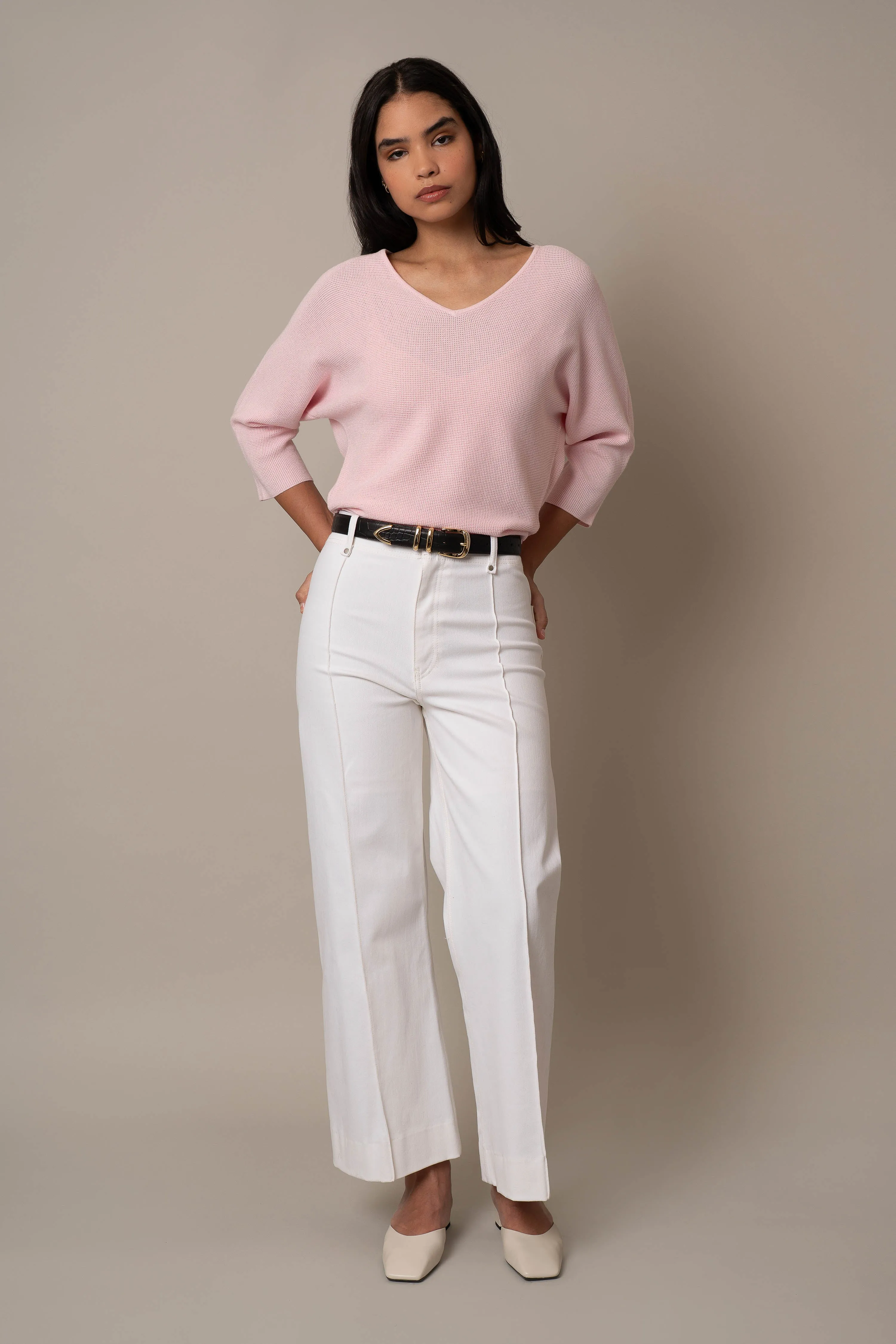 V-Neck Waffle Dolman relaxed chic