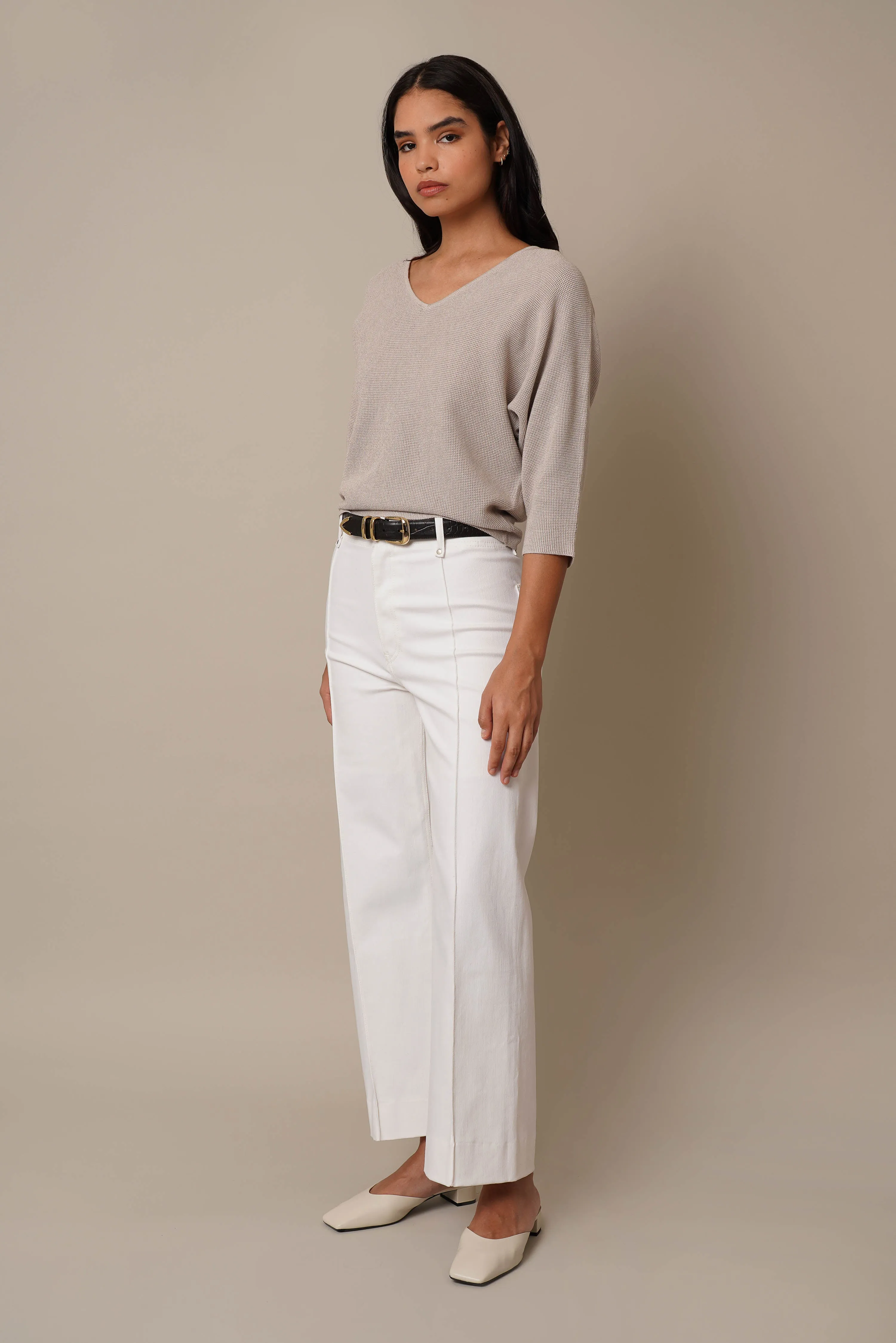 V-Neck Waffle Dolman relaxed chic