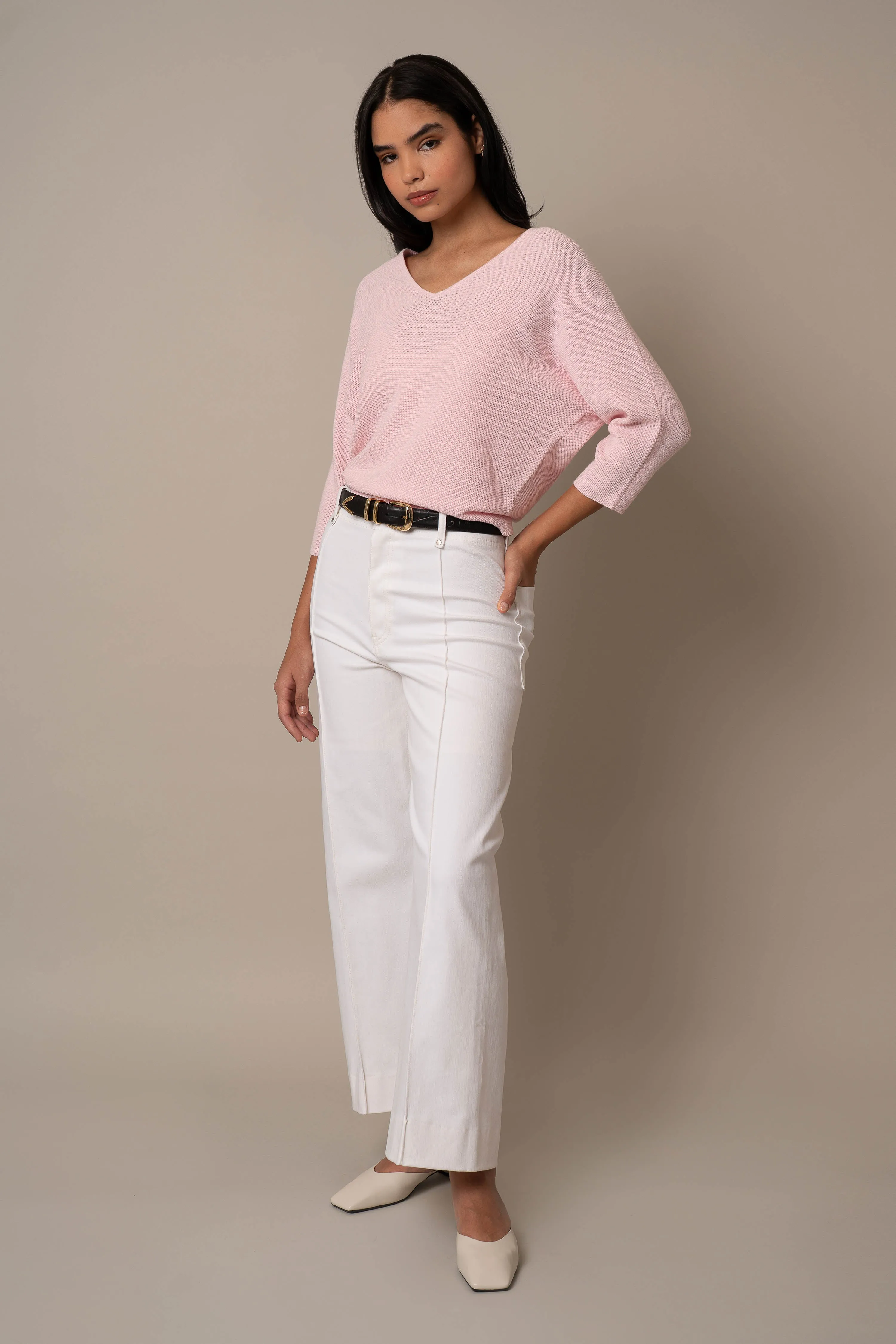 V-Neck Waffle Dolman relaxed chic
