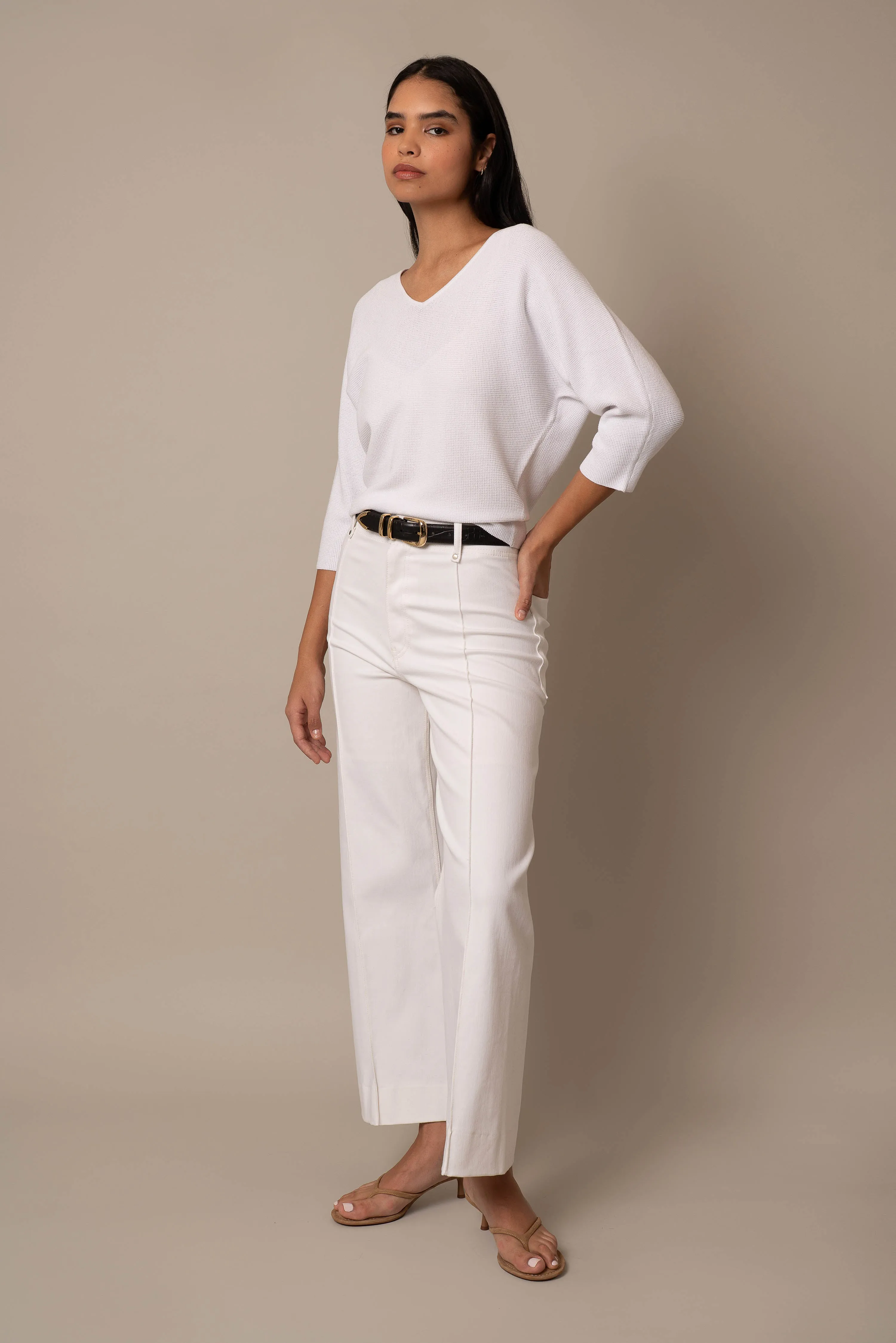 V-Neck Waffle Dolman relaxed chic