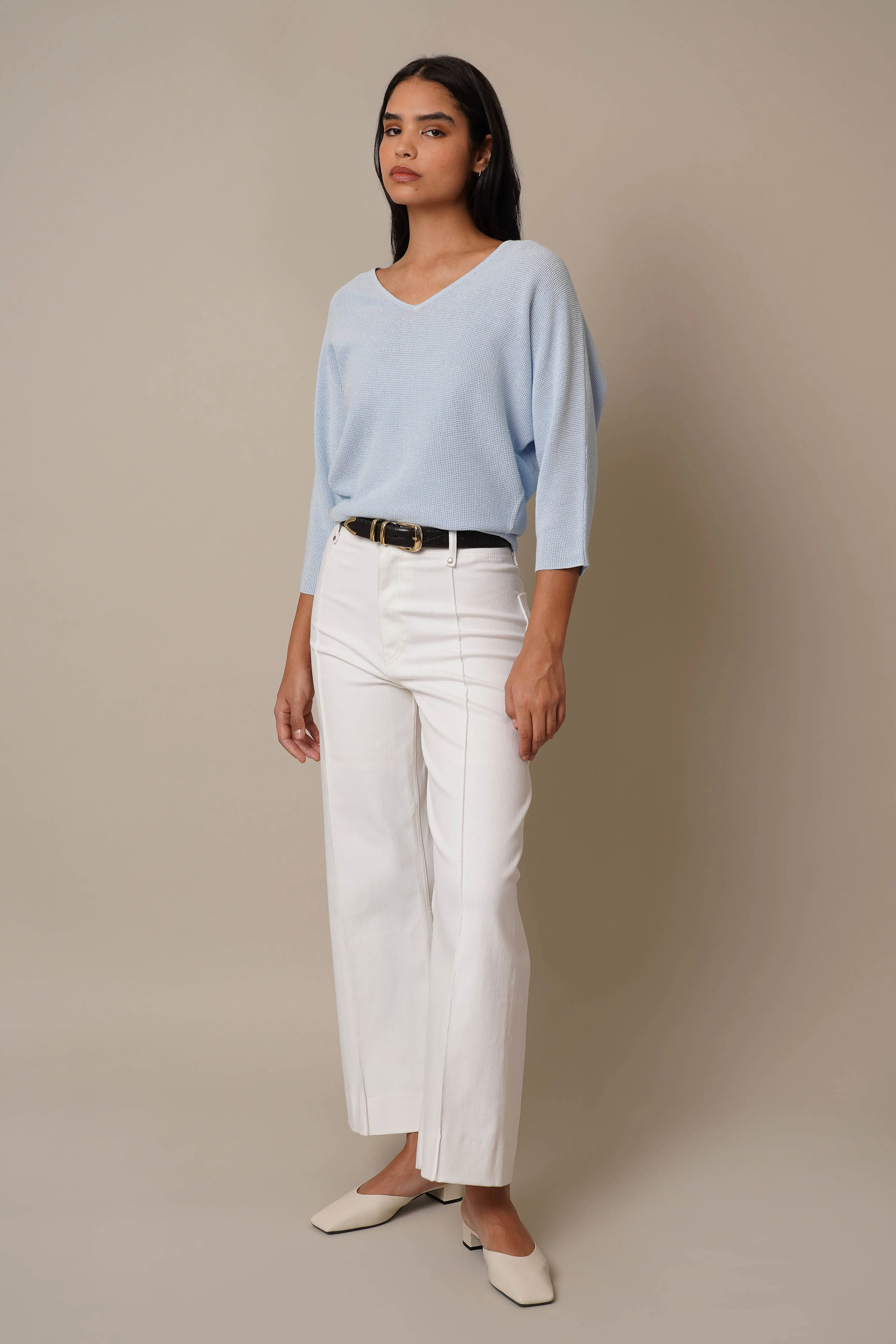 V-Neck Waffle Dolman relaxed chic