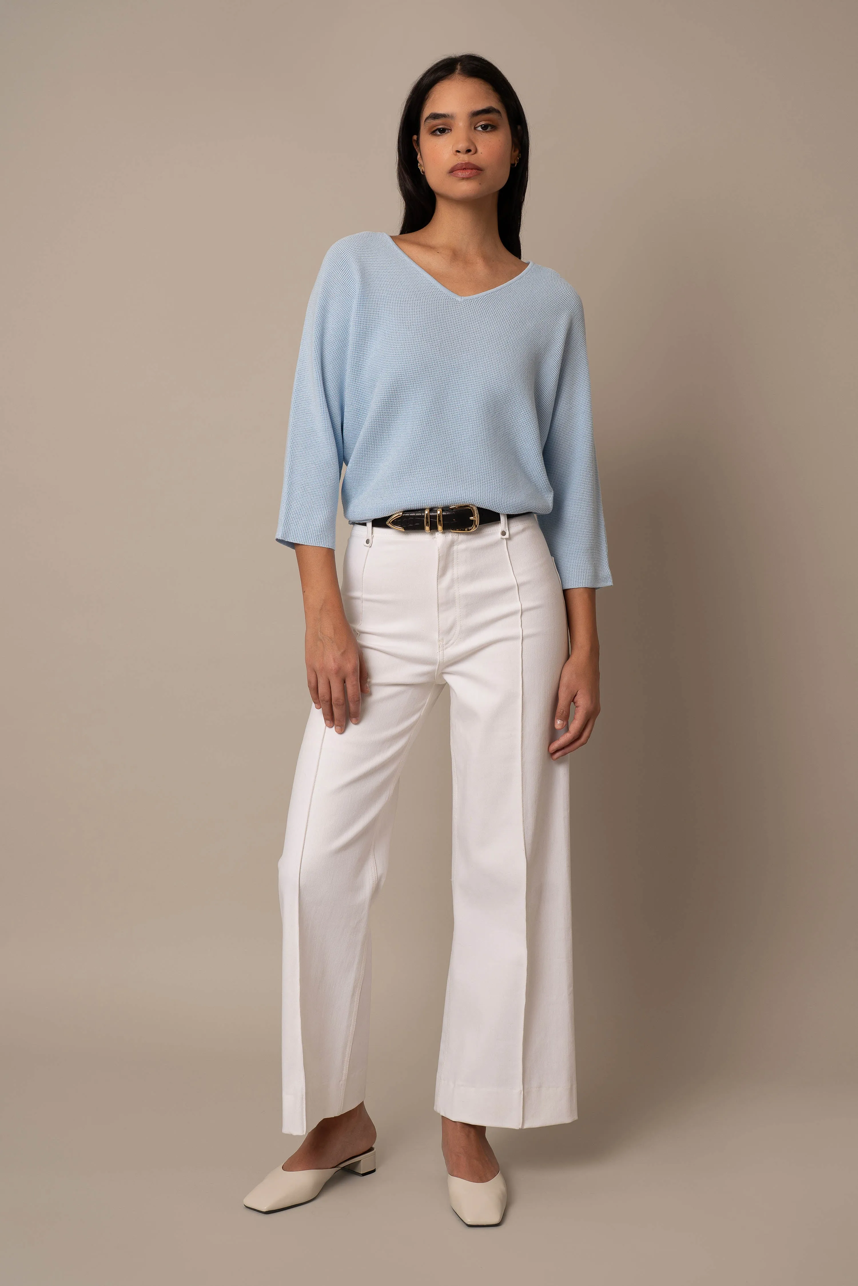 V-Neck Waffle Dolman relaxed chic