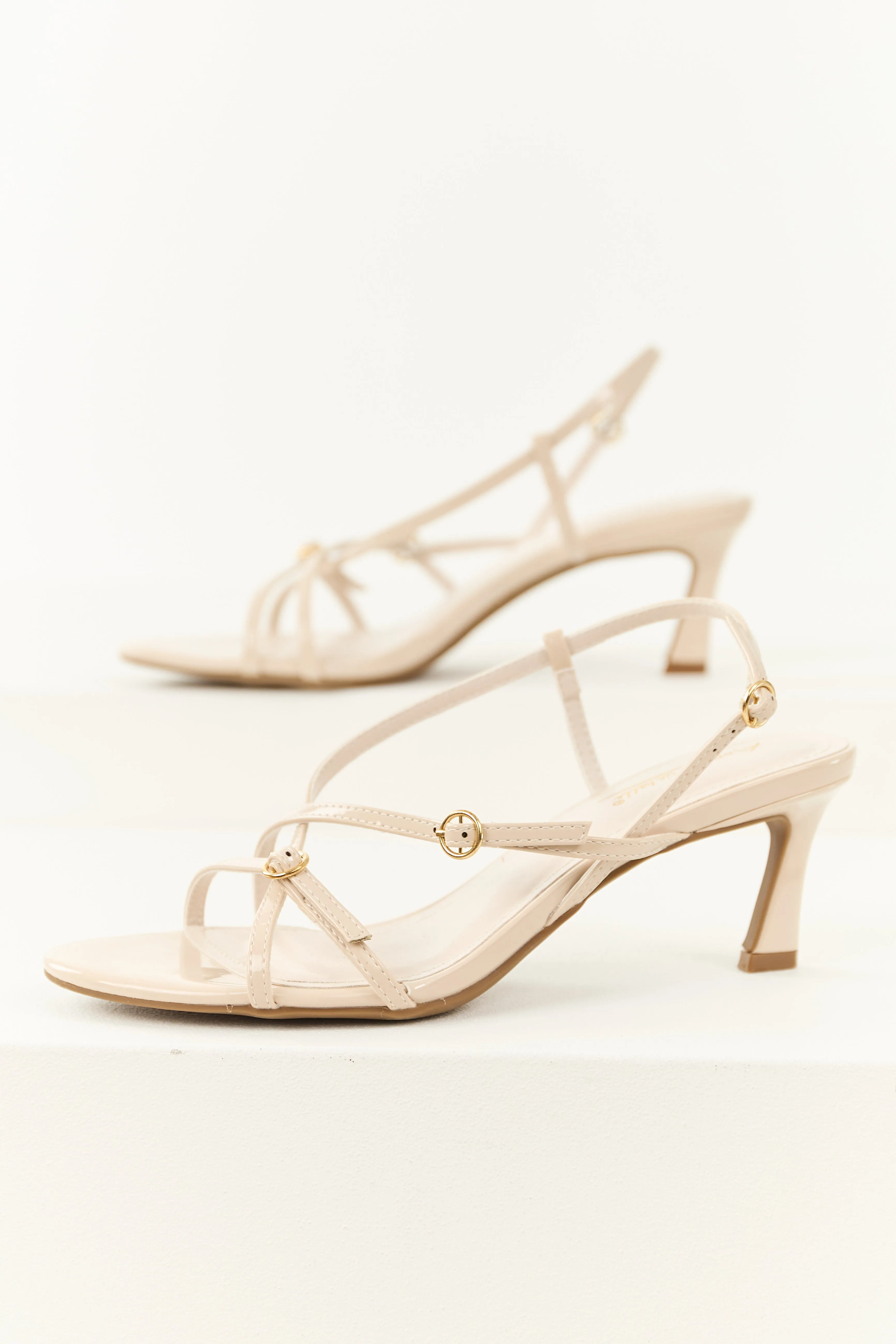 Vanilla Strappy Faux Leather Open Toed Heels elegant vibes