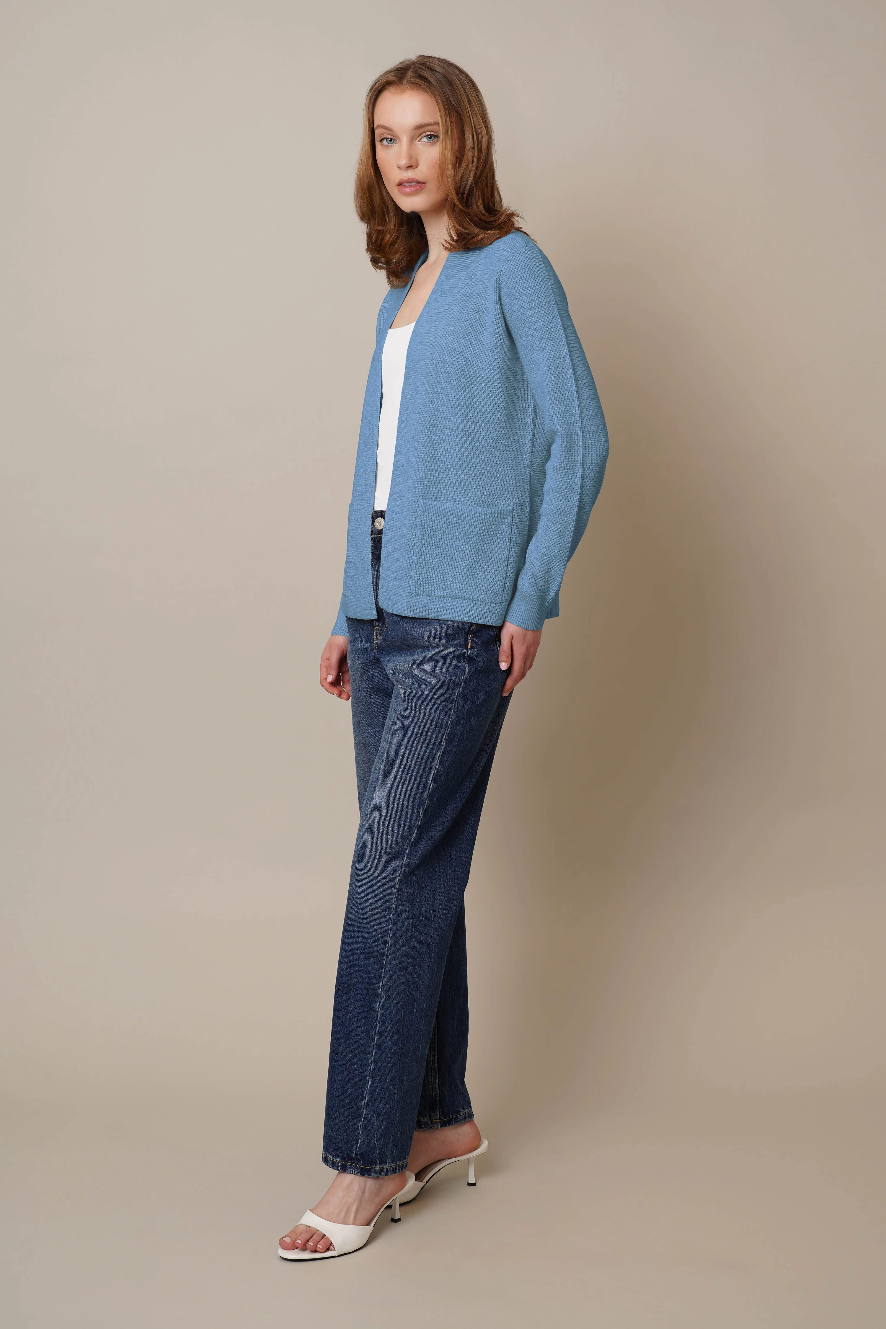 Waffle Cardigan with Pockets restful vibe