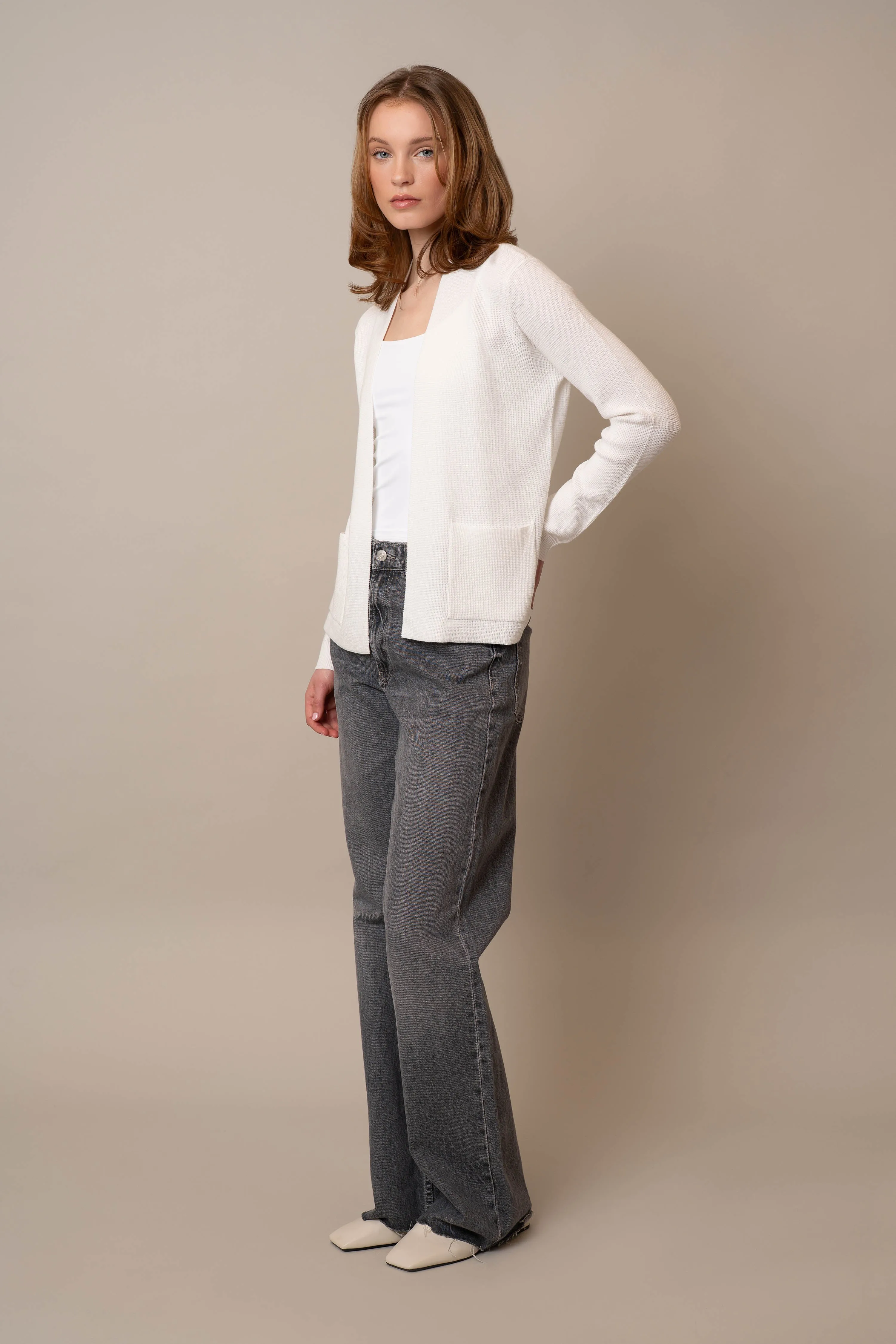 Waffle Cardigan with Pockets restful vibe