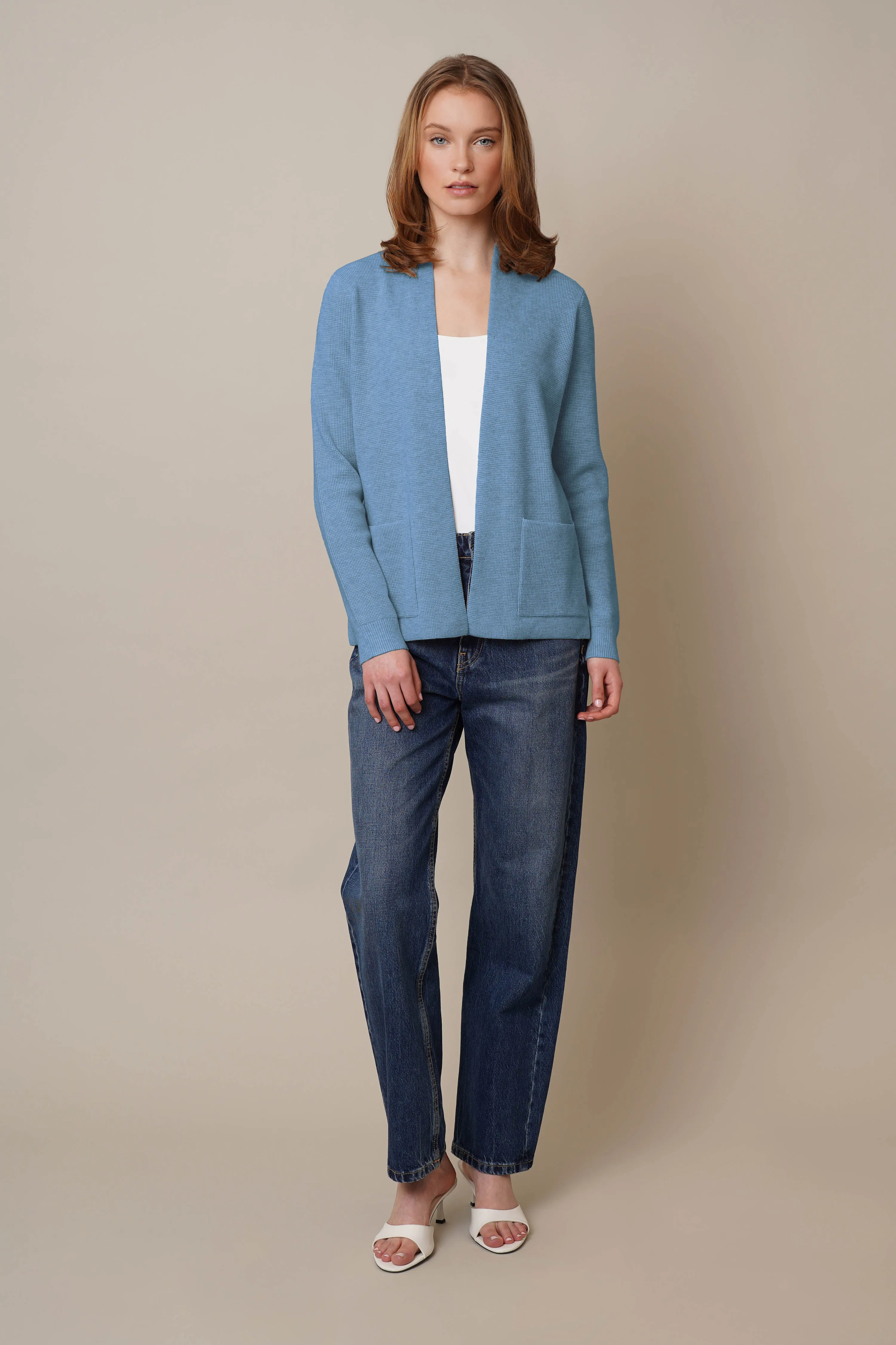 Waffle Cardigan with Pockets restful vibe